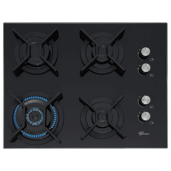 Cooktop Infinity à Gás Fischer 4 Bocas Grades em Ferro Fundido Tripla Chama Preto Bivolt