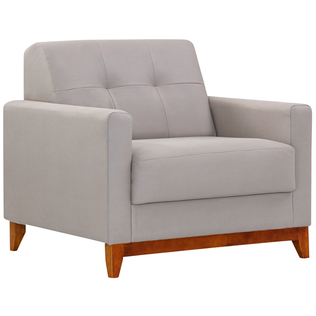 Poltrona 96cm Herval MH4219 Base Madeira Cinza Claro