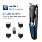 Aparador de Pelos BG-03 Mondial Super Groom 10 em 1 Preto e Azul Bivolt