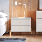 Mesa de Cabeceira Jasper Província 2 Gavetas Branco com Dourado