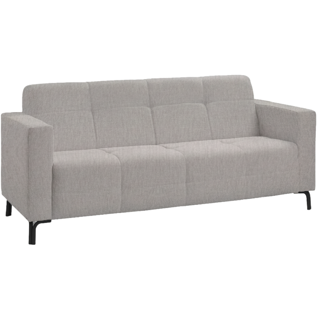 Sofá Living Hamilton 200cm Konfort Pés Metal Preto Linho Cinza