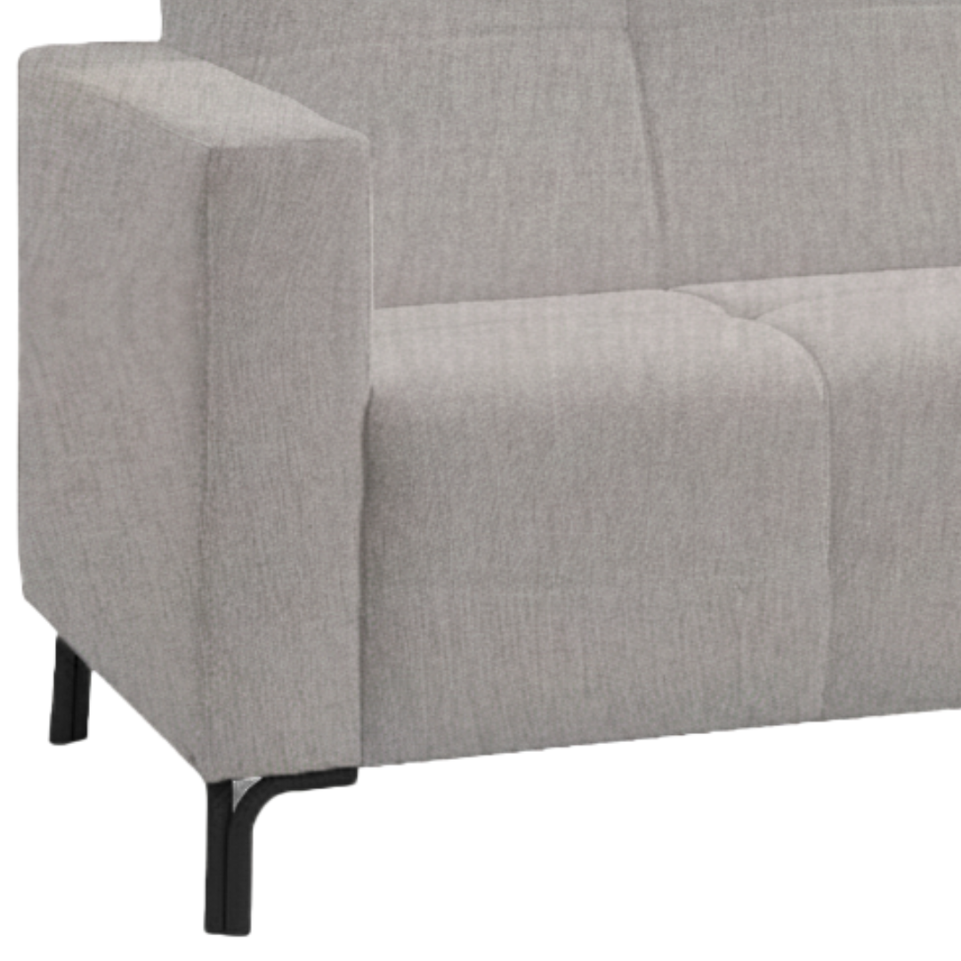 Sofá Living Hamilton 200cm Konfort Pés Metal Preto Linho Cinza
