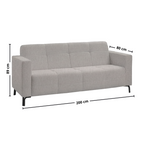Sofá Living Hamilton 200cm Konfort Pés Metal Preto Linho Cinza
