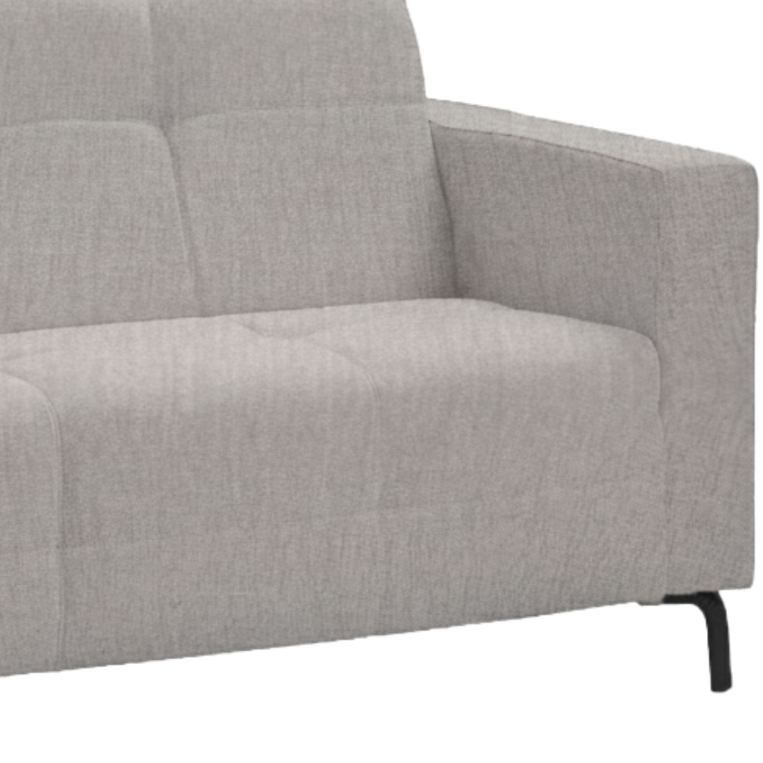 Sofá Living Hamilton 200cm Konfort Pés Metal Preto Linho Cinza