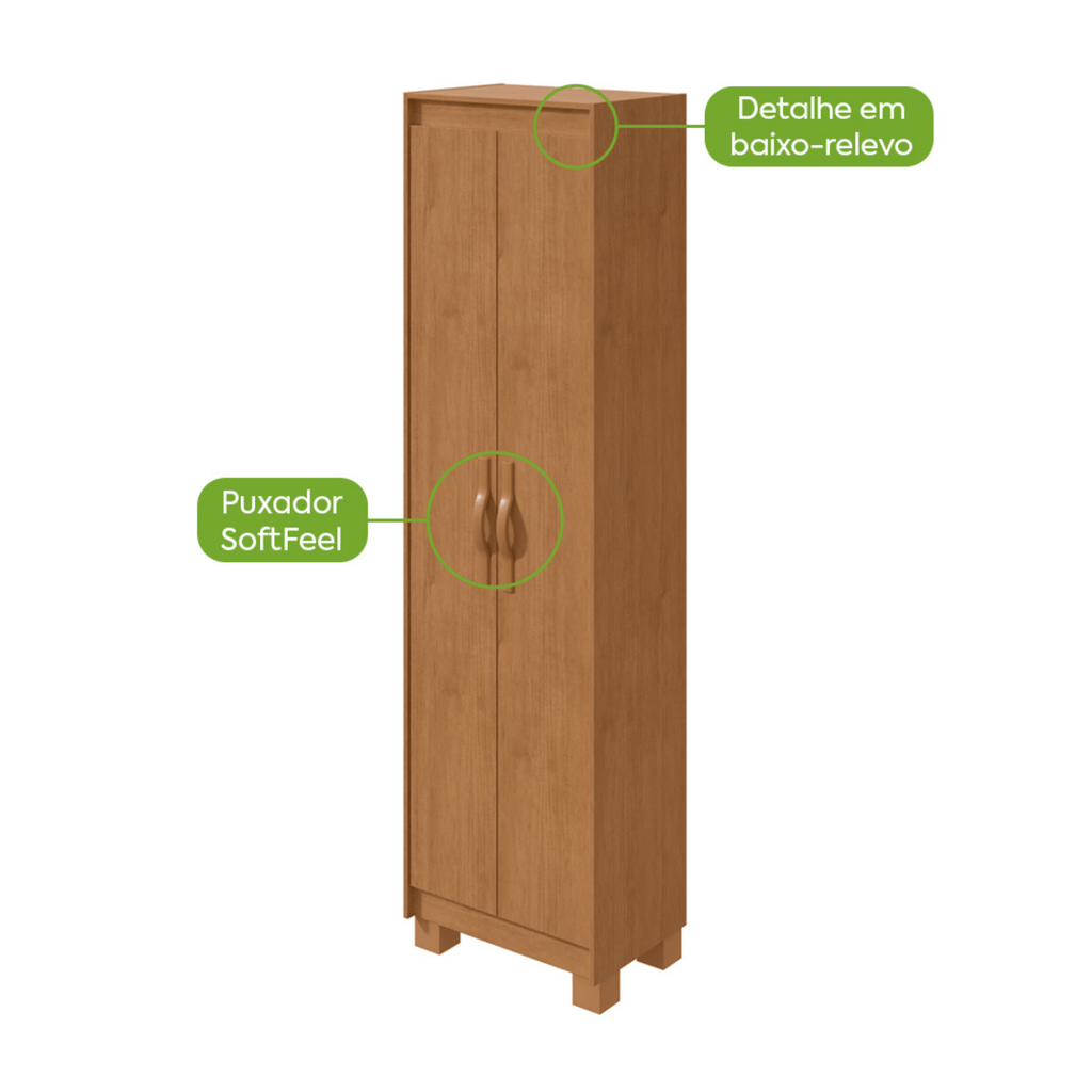 Armário Multiuso Bliss Lopas 2 Portas 50cm Amêndoa Clean
