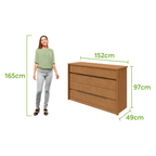 Cômoda Urban Lopas 8 Gavetas 152cm Amêndoa Clean
