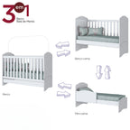 Berço Mini Cama Bala de Menta Henn 3 em 1 60cm Branco