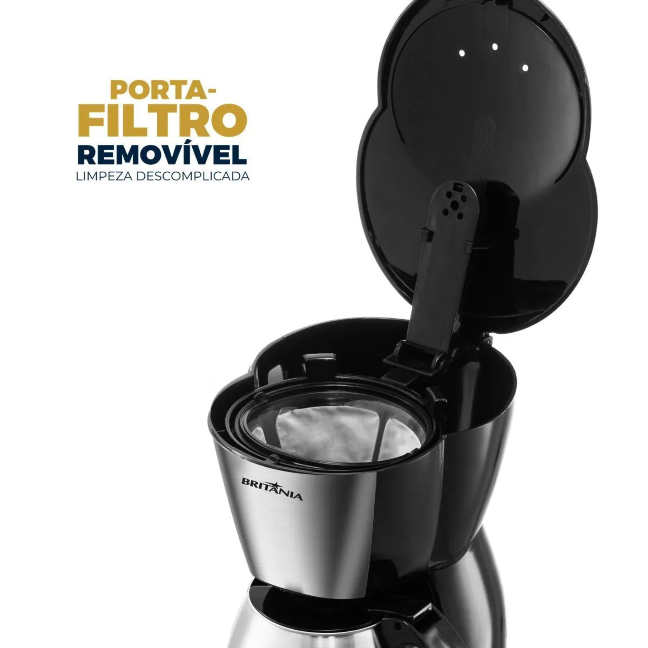 Cafeteira Elétrica Britânia BCF19B Inox Preto 220V