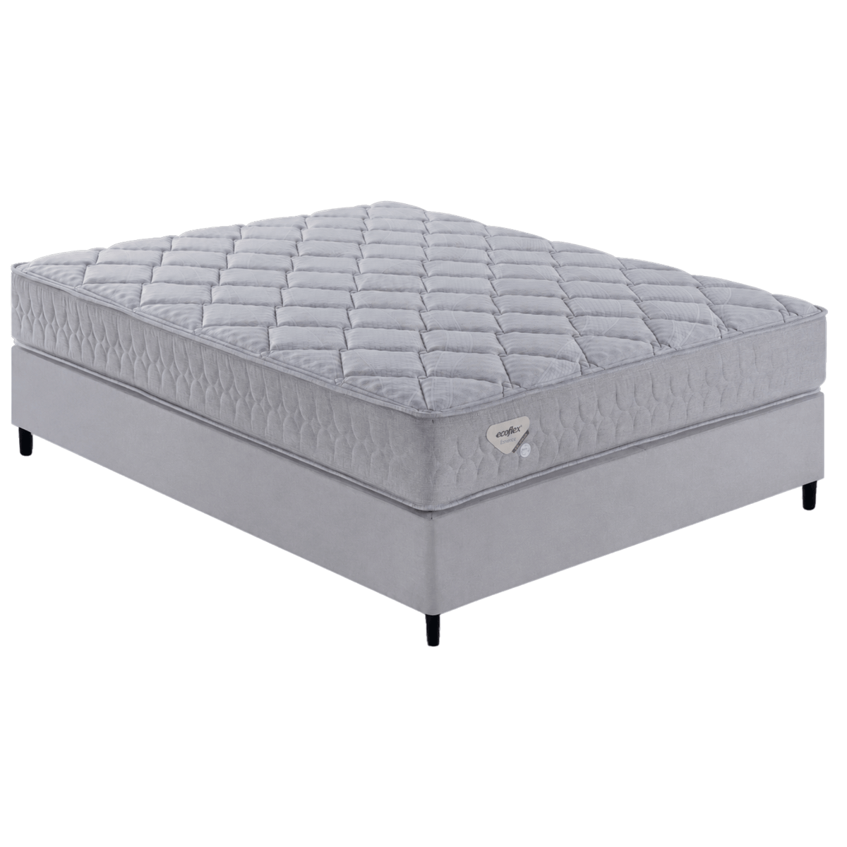 Conjunto Cama Box High Density II Casal Ecoflex 138x188x57cm Molas Superlastic Prata