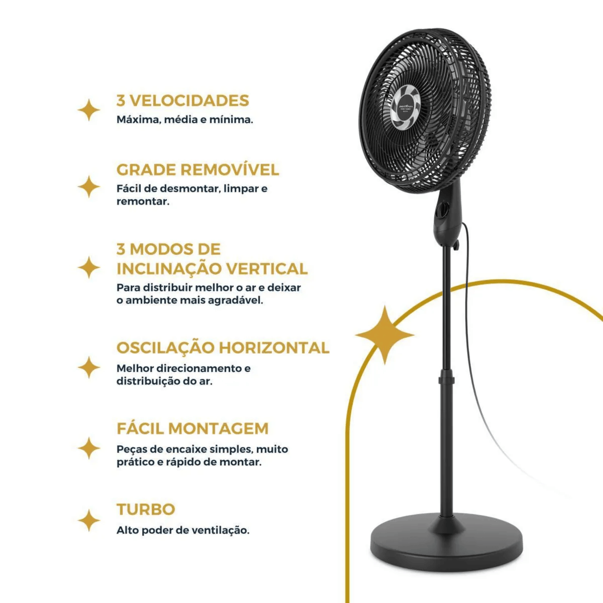 Ventilador de Coluna Britânia 8 Pás BVC42A 170W Preto 220V
