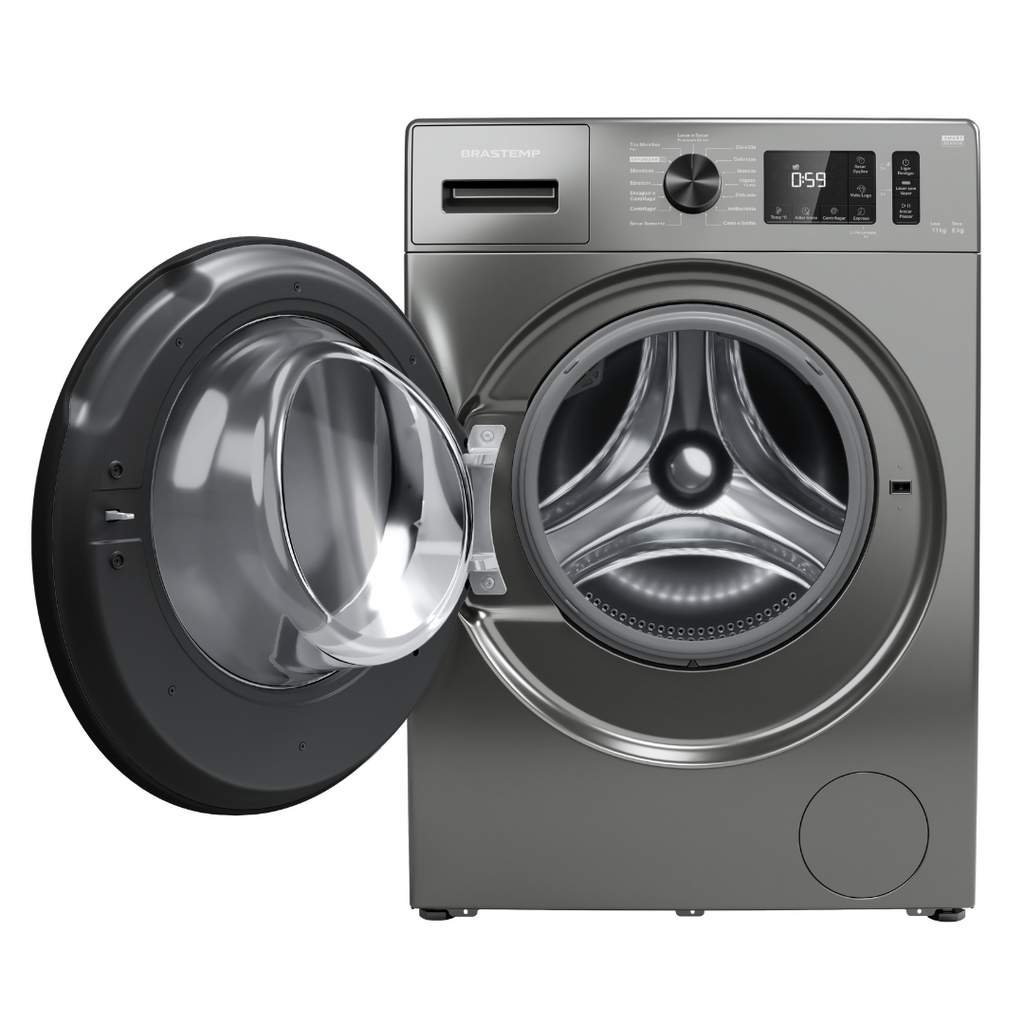 Lava e Seca Brastemp 11kg Smart Sensor Inverter BNO11AS Titanium 220V
