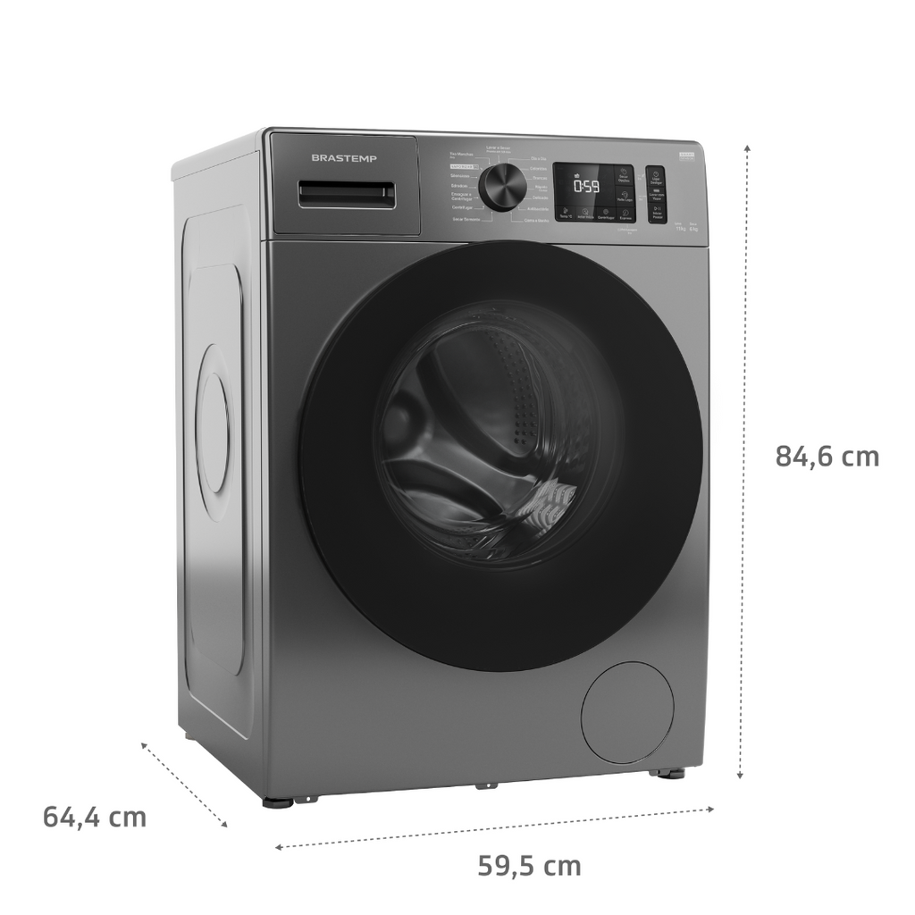 Lava e Seca Brastemp 11kg Smart Sensor Inverter BNO11AS Titanium 220V