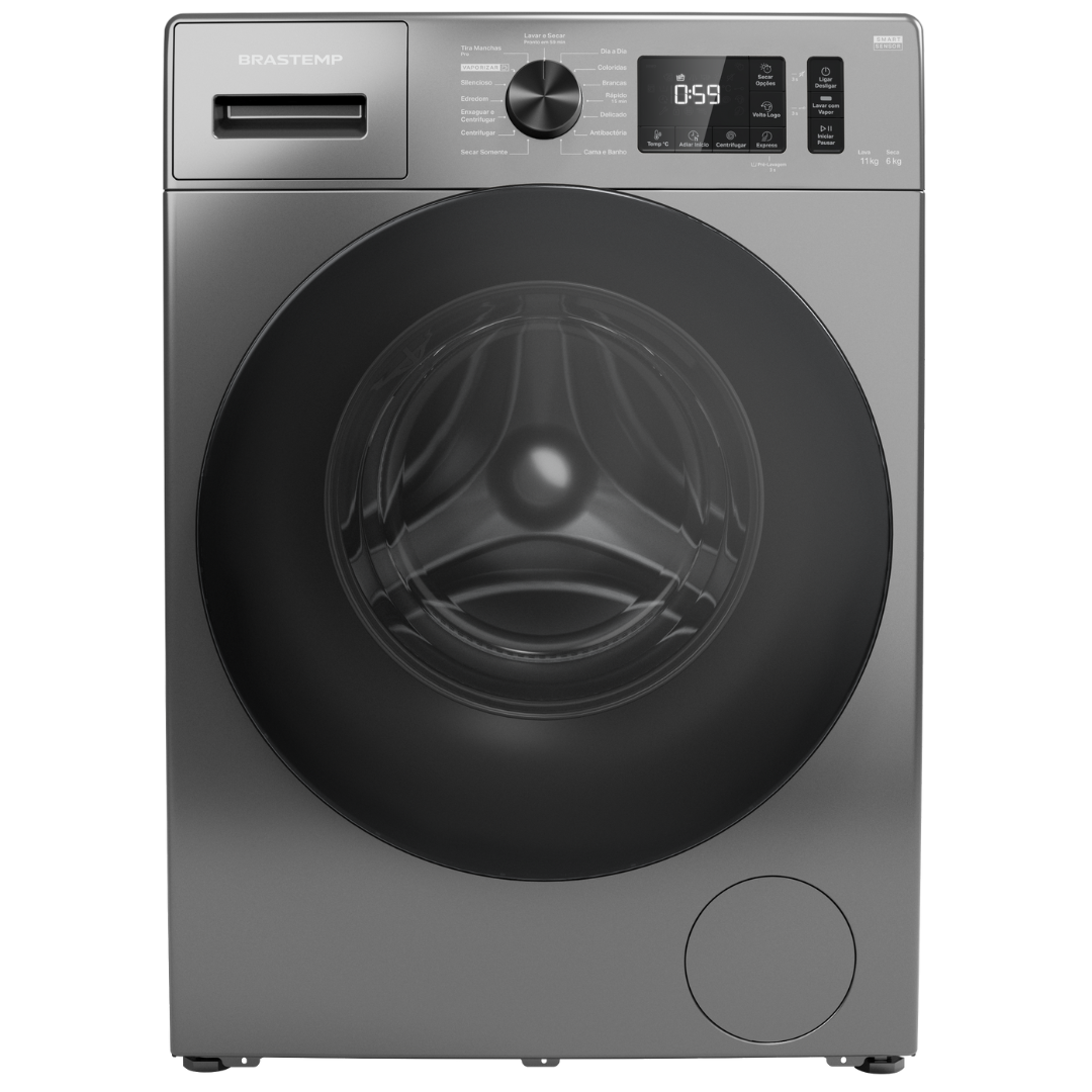 Lava e Seca Brastemp 11kg Smart Sensor Inverter BNO11AS Titanium 220V