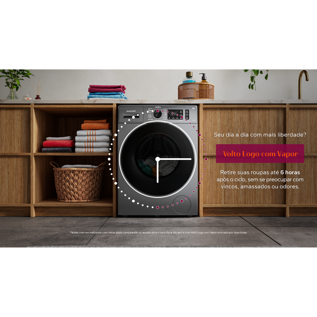 Lava e Seca Brastemp 11kg Smart Sensor Inverter BNO11AS Titanium 220V
