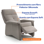 Poltrona Reclinável do Papai Herval 3792 com Atuador Touch Veludo Capucino