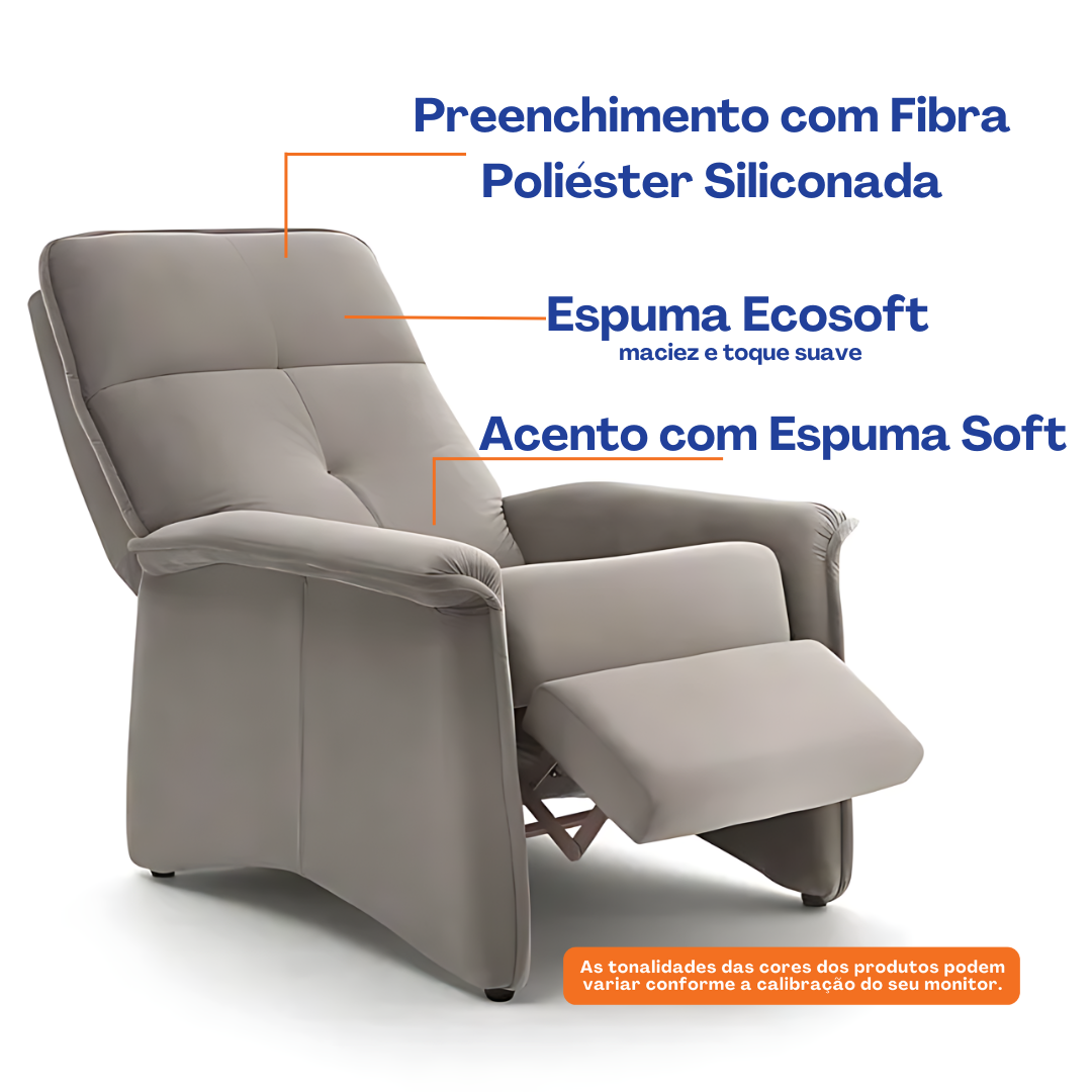 Poltrona Reclinável do Papai Herval 3792 com Atuador Touch Veludo Capucino
