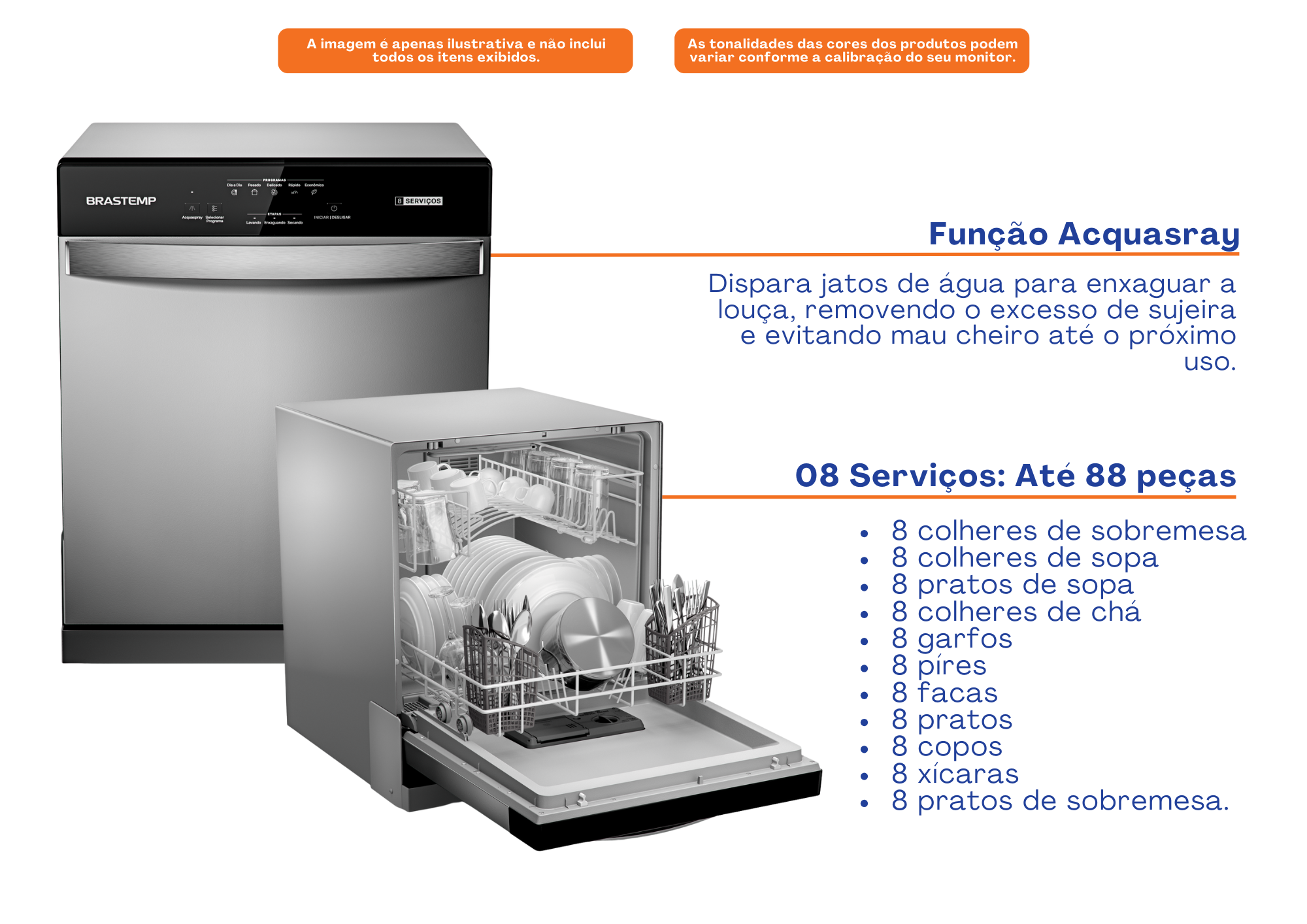 Lava-Louças Brastemp 8 Serviços BLF08BS Prata 220V