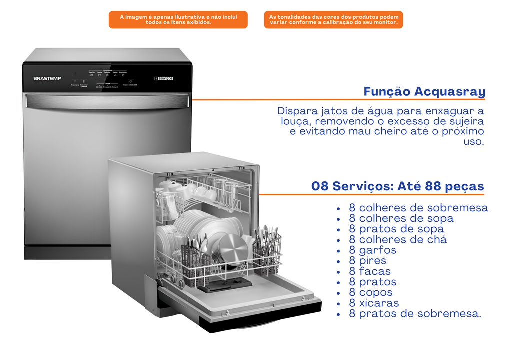 Lava-Louças Brastemp 8 Serviços BLF08BS Prata 220V