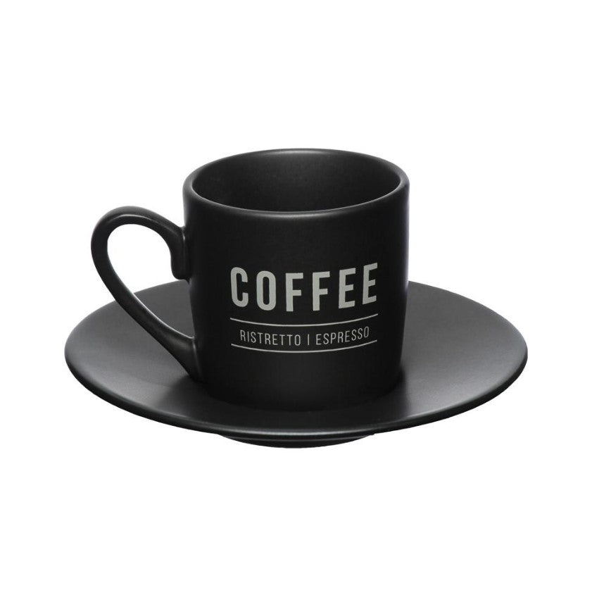 Jogo de Xícara Café  de Porcelana Etilux Manhattan 6 Peças Preto