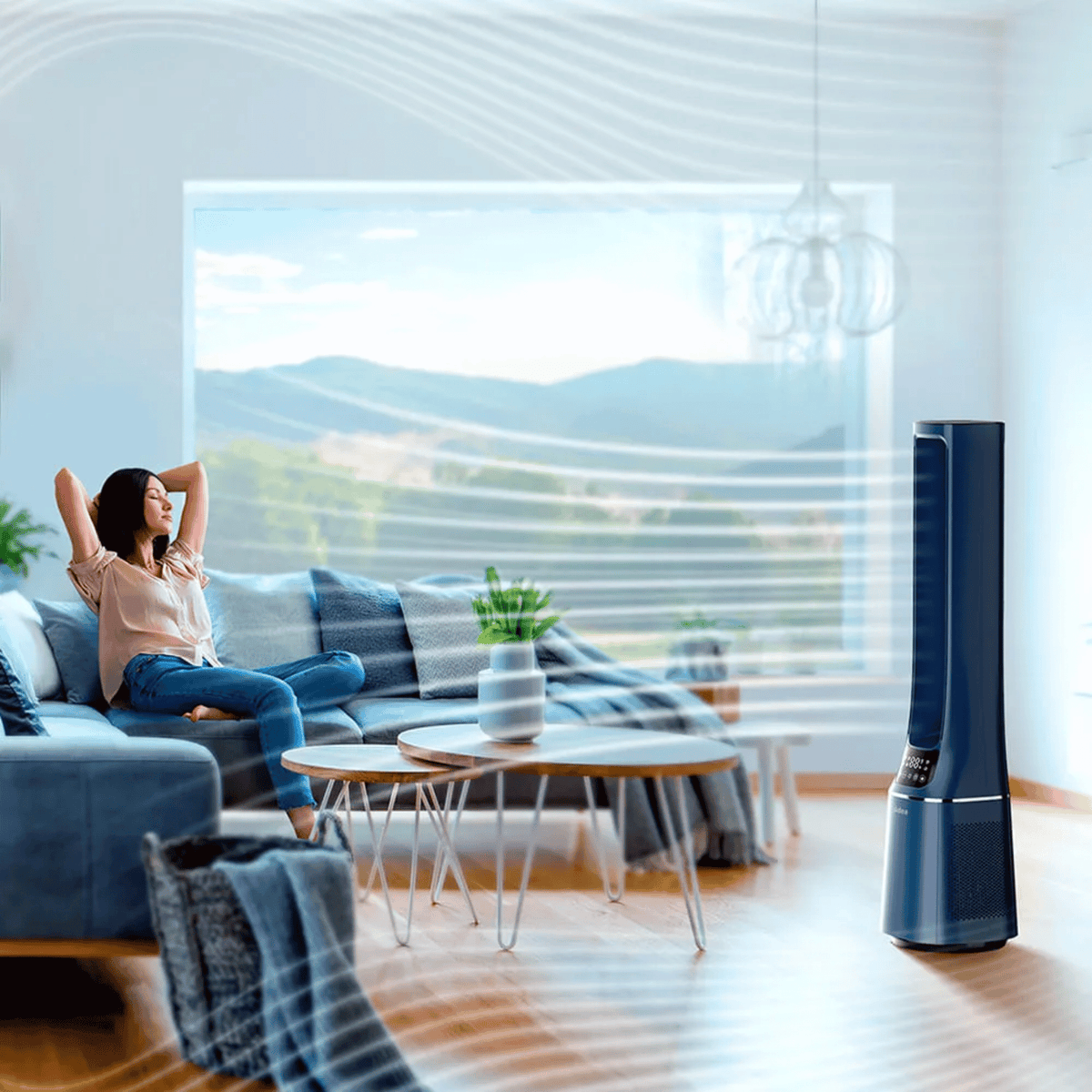 Ventilador de Torre Midea Smart Air Bladeless VTB180A3 Azul Escuro Bivolt