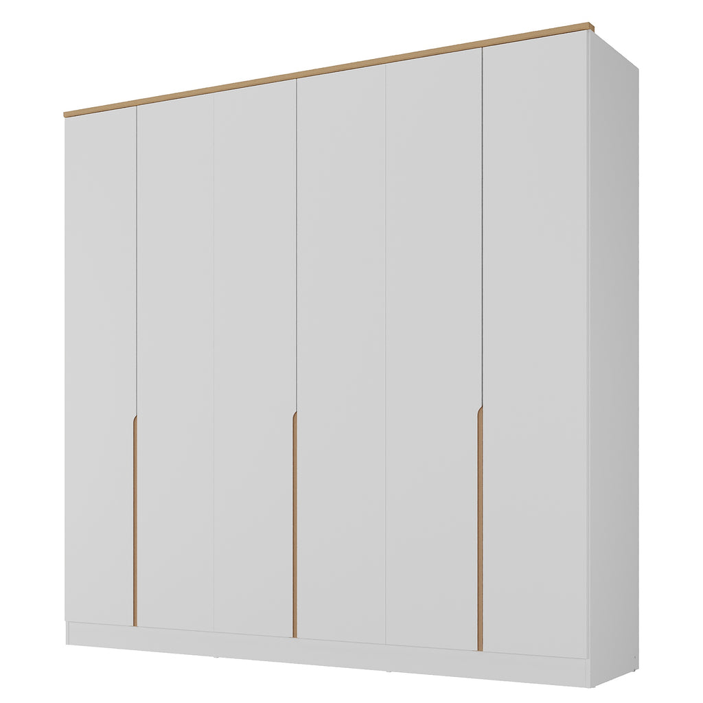 Roupeiro Logan Mambel 240cm 100% MDF 6 Portas Branco e Olmo