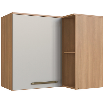 Armário Aéreo de Canto Cozinha Isabelle Delmarco 97cm 1 Porta Freijó e Arenas