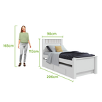 Cama Solteiro Bibox Athenas Lopas Cama Auxiliar e 2 Gavetas Branco