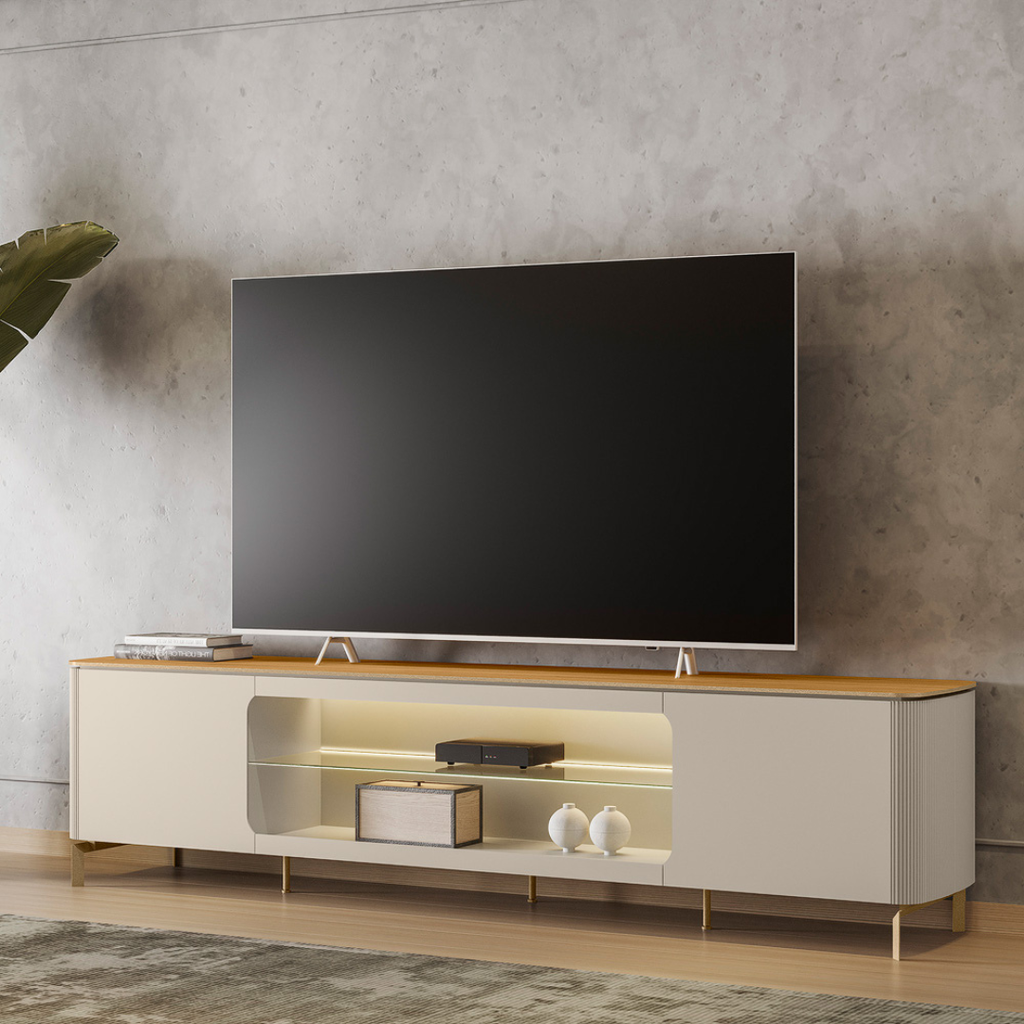 Rack Santorini Linea 239cm com LED Tauari e Off White