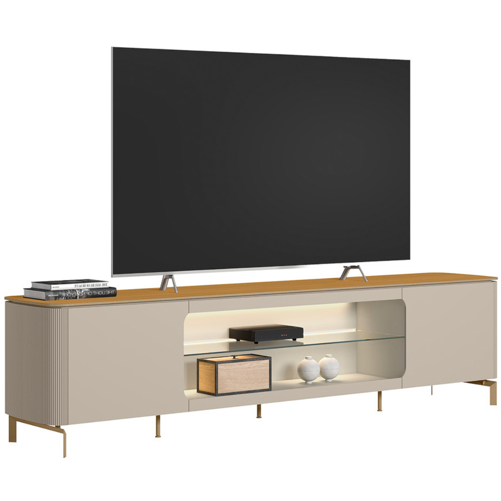 Rack Santorini Linea 239cm com LED Tauari e Off White