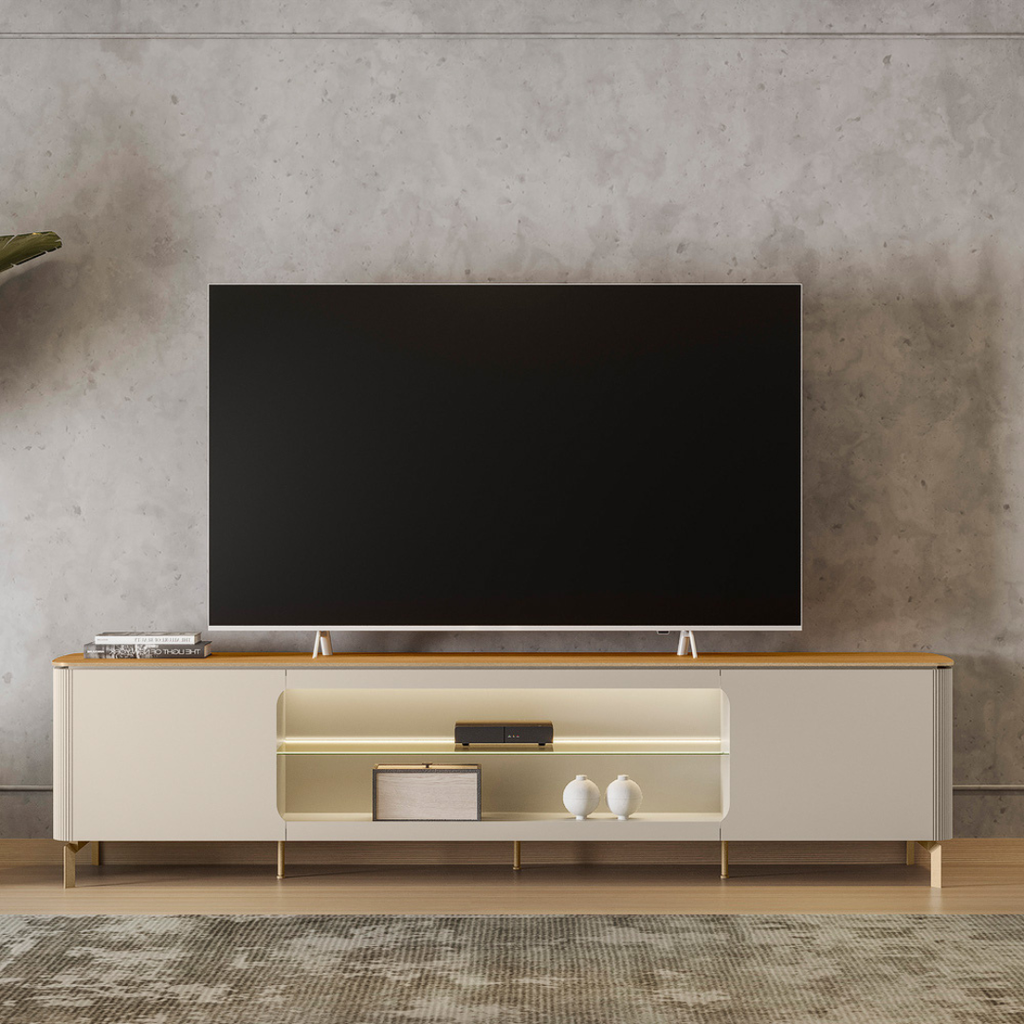 Rack Santorini Linea 239cm com LED Tauari e Off White