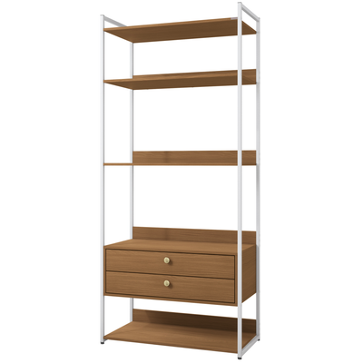 Armário Industrial Closet LI049 Kappesberg 89cm 5 Prateleiras 2 Gavetas Canela e Branco