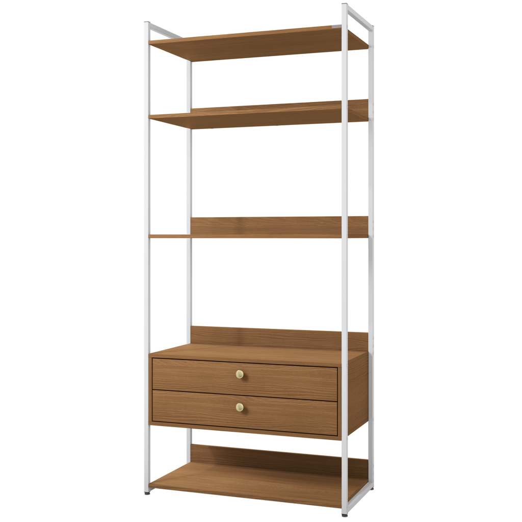 Armário Industrial Closet LI049 Kappesberg 89cm 5 Prateleiras 2 Gavetas Canela e Branco