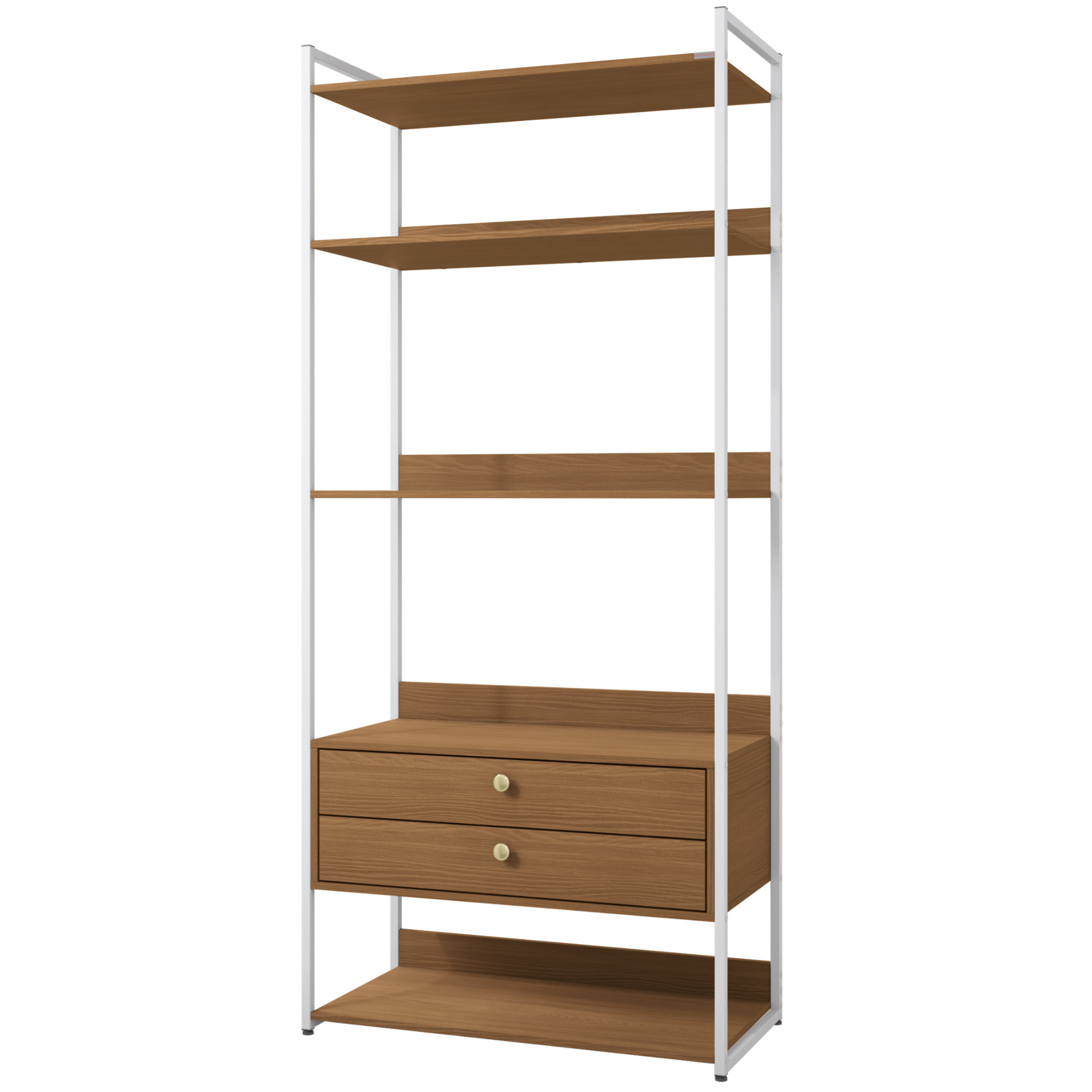 Armário Industrial Closet LI049 Kappesberg 89cm 5 Prateleiras 2 Gavetas Canela e Branco