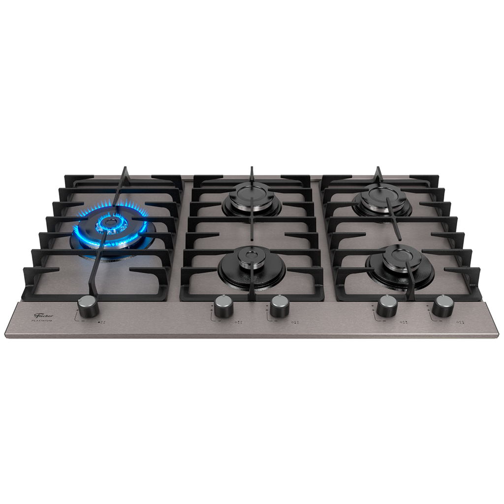 Cooktop à Gás Fischer 5 Bocas Platinium Prime Tripla Chama Inox Bivolt