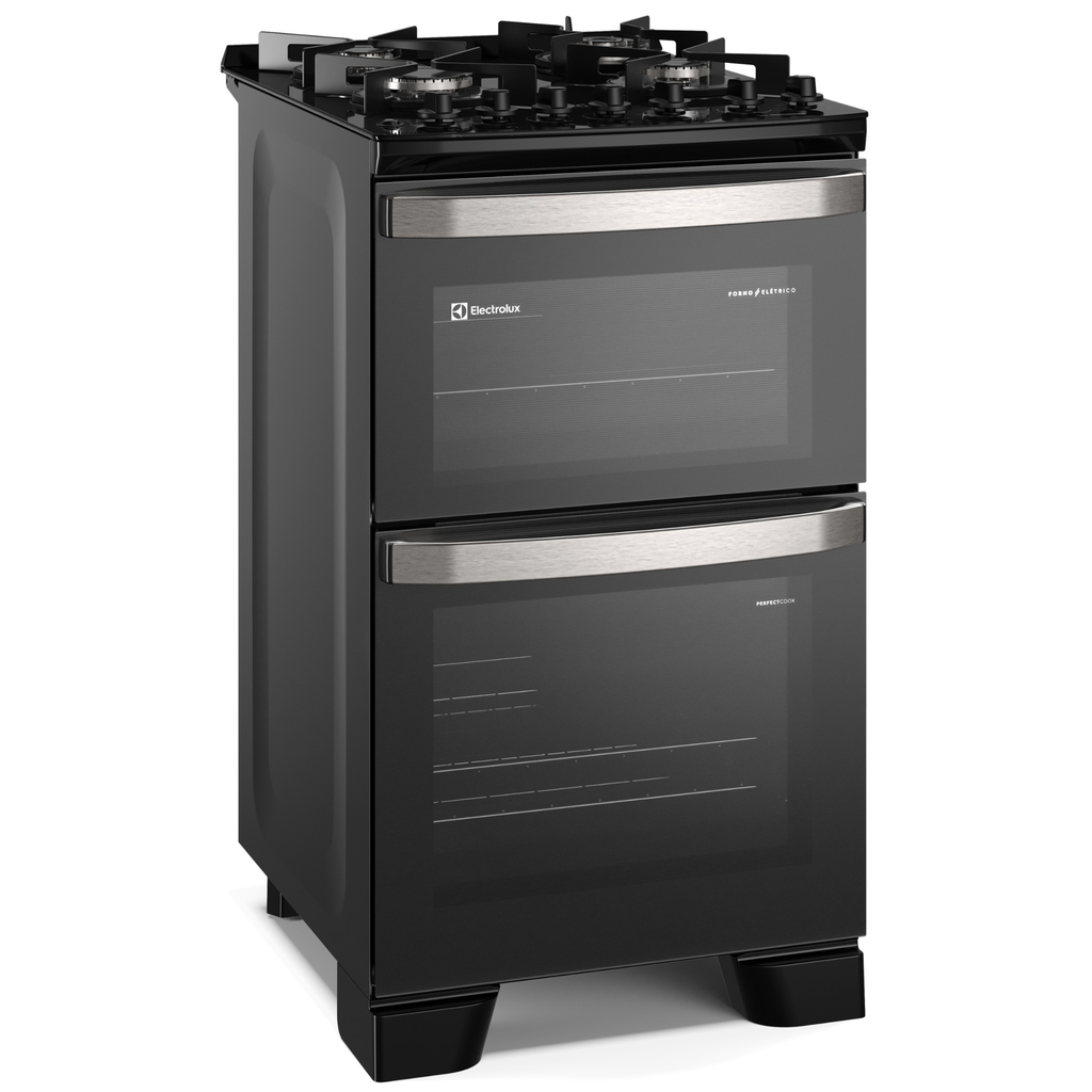 Fogão 4 Bocas Electrolux Experience FE4DP Piso Duplo Forno VaporBake Preto 220V