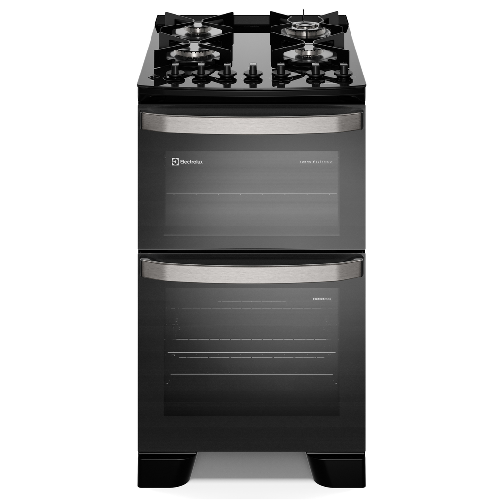 Fogão 4 Bocas Electrolux Experience FE4DP Piso Duplo Forno VaporBake Preto 220V