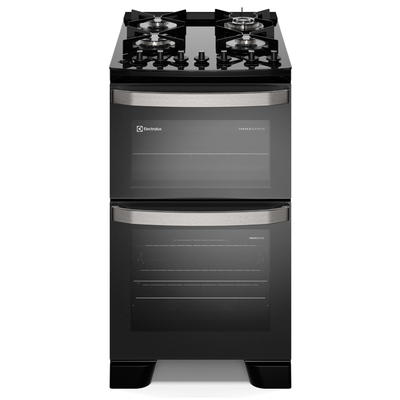 Fogão 4 Bocas Electrolux Experience FE4DP Piso Duplo Forno VaporBake Preto 220V