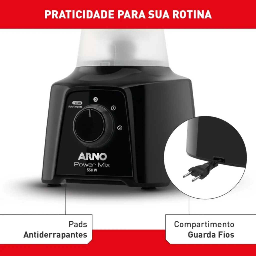 Liquidificador Arno 2L Power Mix 700W Preto 220V