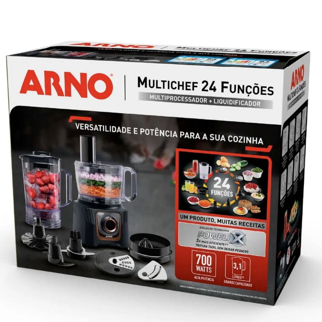 MultiProcessador Arno MultiChef 24 Funções MP72 1000W Preto 220V