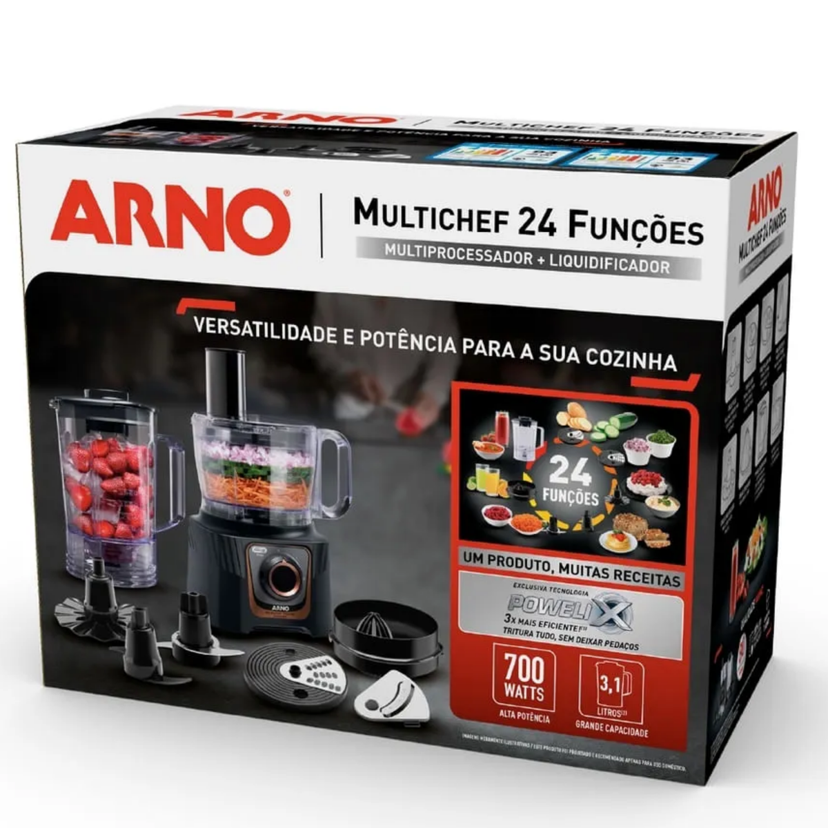 MultiProcessador Arno MultiChef 24 Funções MP72 1000W Preto 220V