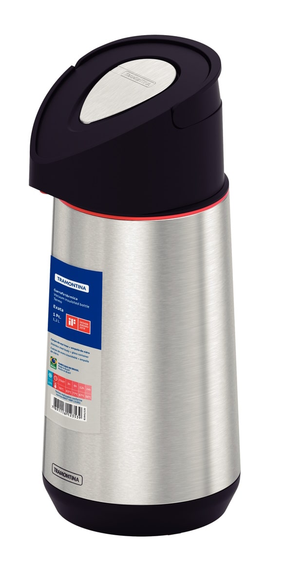Garrafa Térmica Tramontina Exata em Aço Inox 1,2L Inox/Preto