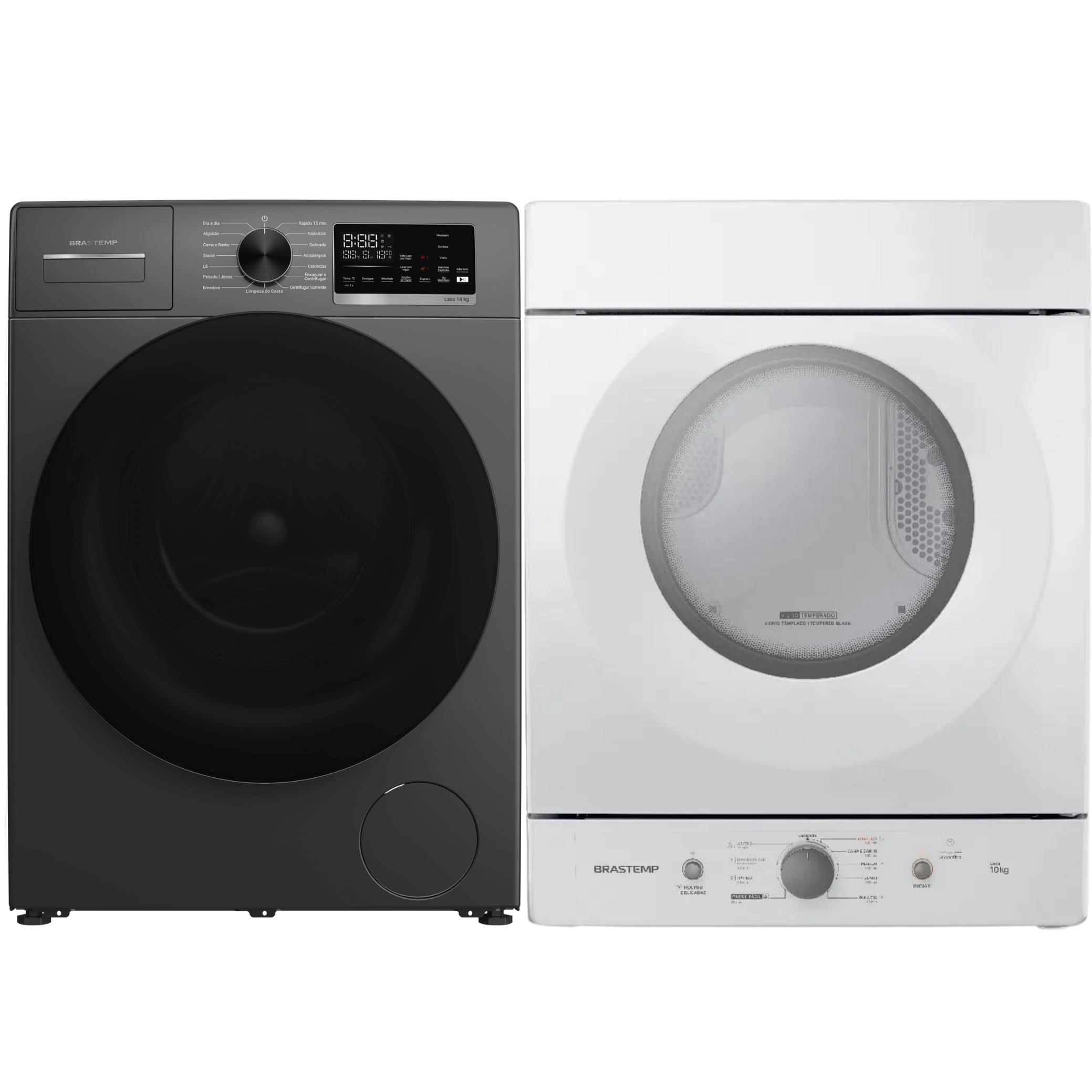 Conjunto Brastemp Lavadora de Roupas 14kg Inverter BNF14AS + Secadora de Parede 10kg BSI10BB 220V