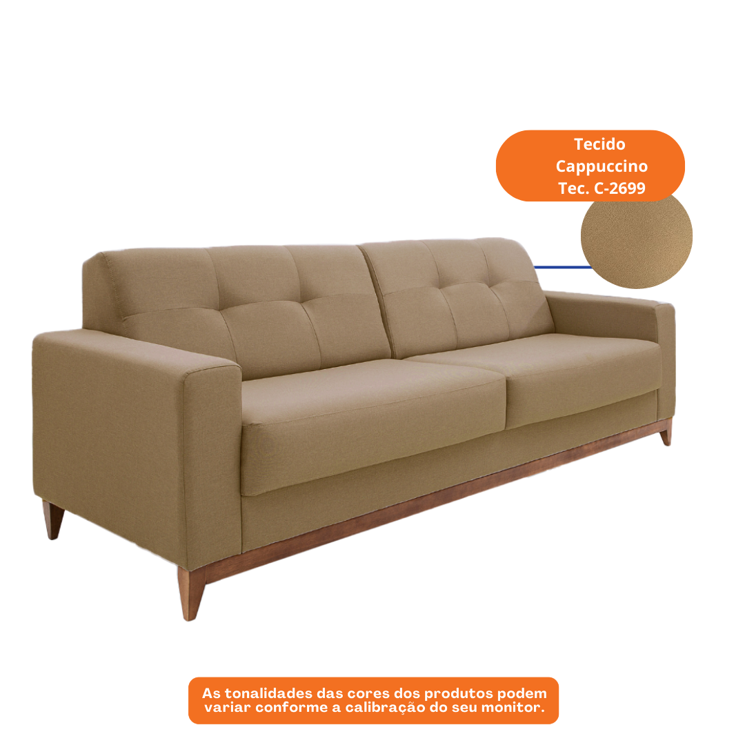 Sofá Living MH4219 240cm Herval 2 Assentos Base Madeira Cappuccino