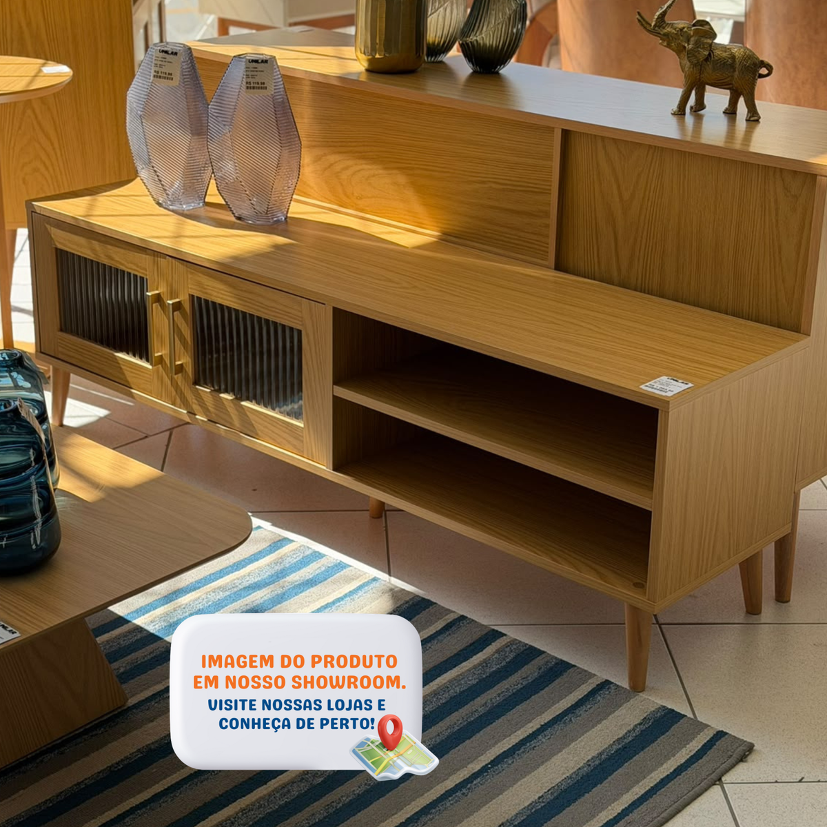 Rack R430C Dalla Costa 160cm 2 Portas Carvalho Rosé
