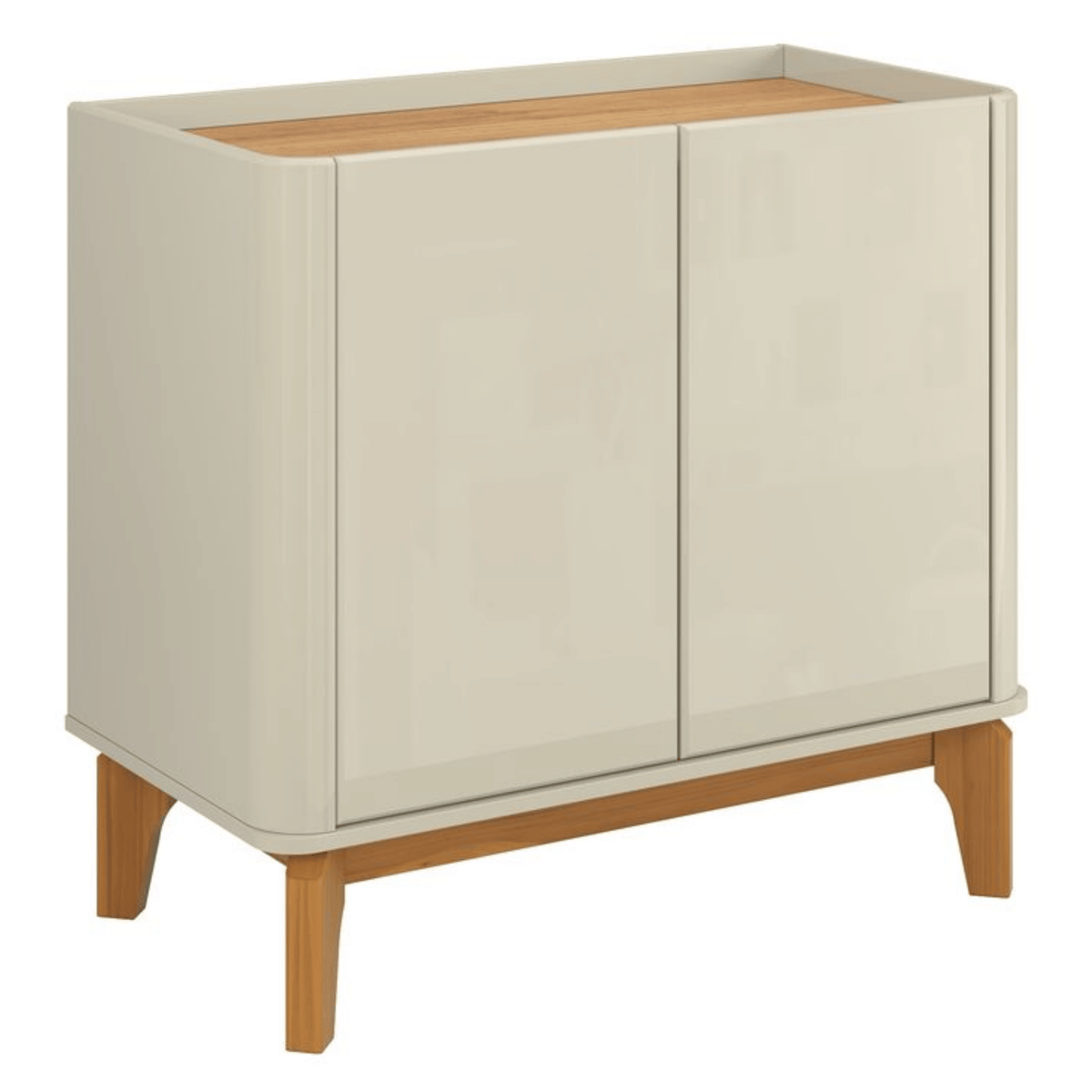 Balcão Buffet Flip Patrimar 86cm 2 Portas Off White e Cinamomo