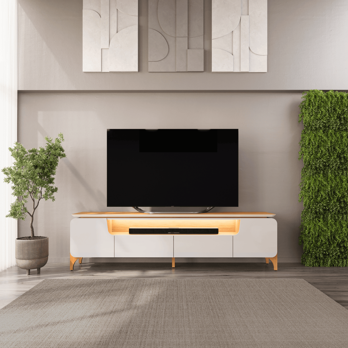 Rack Alicia para TV de até 75" DJ Móveis 224cm 100% MDF Bali e Cedro
