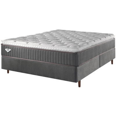 Conjunto Cama Box Comfy Queen Ecoflex 158x198x76cm Molas Ensacadas Grafite