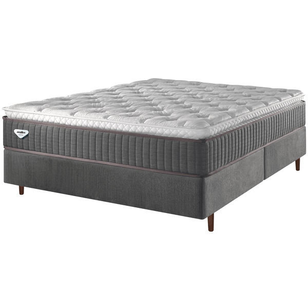 Conjunto Cama Box Comfy Queen Ecoflex 158x198x76cm Molas Ensacadas Grafite