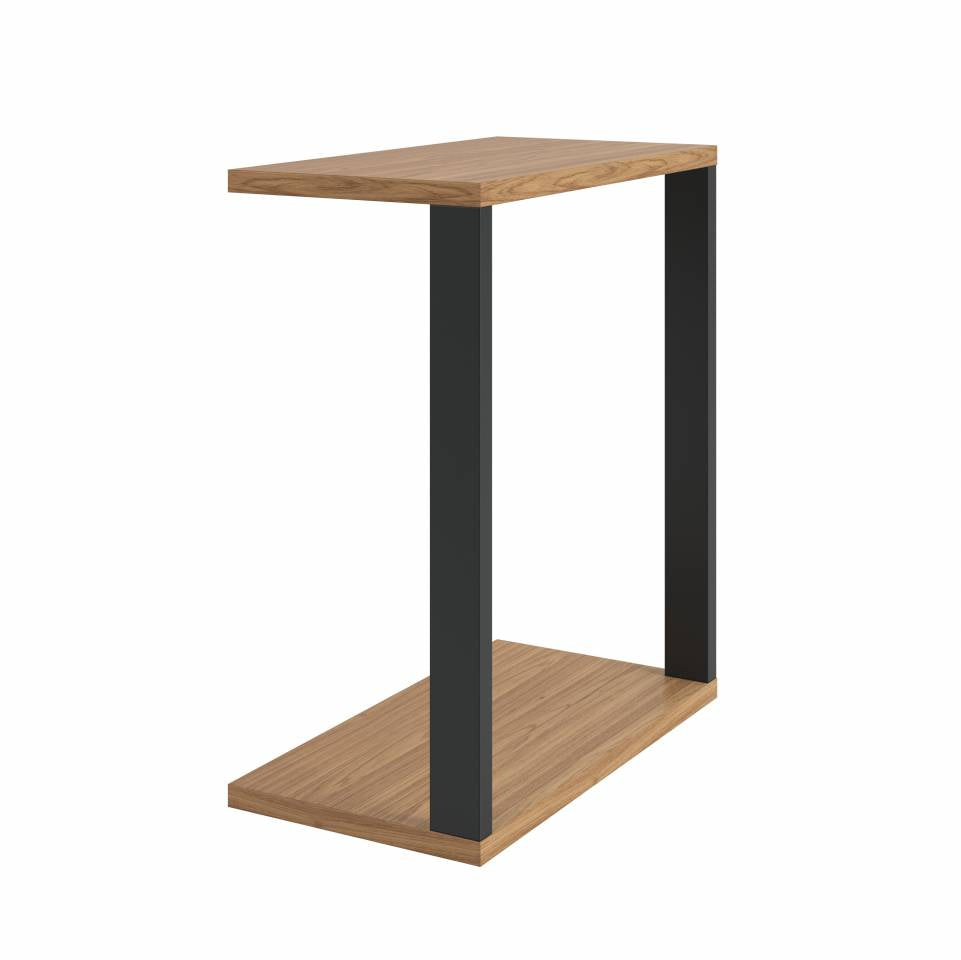 Mesa de Apoio para Sofá Dalla Costa F36 100% MDF Freijó e Preto Fosco