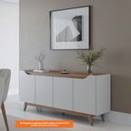 Balcão Buffet Pulse Província 180cm 4 Portas Off White e Canella